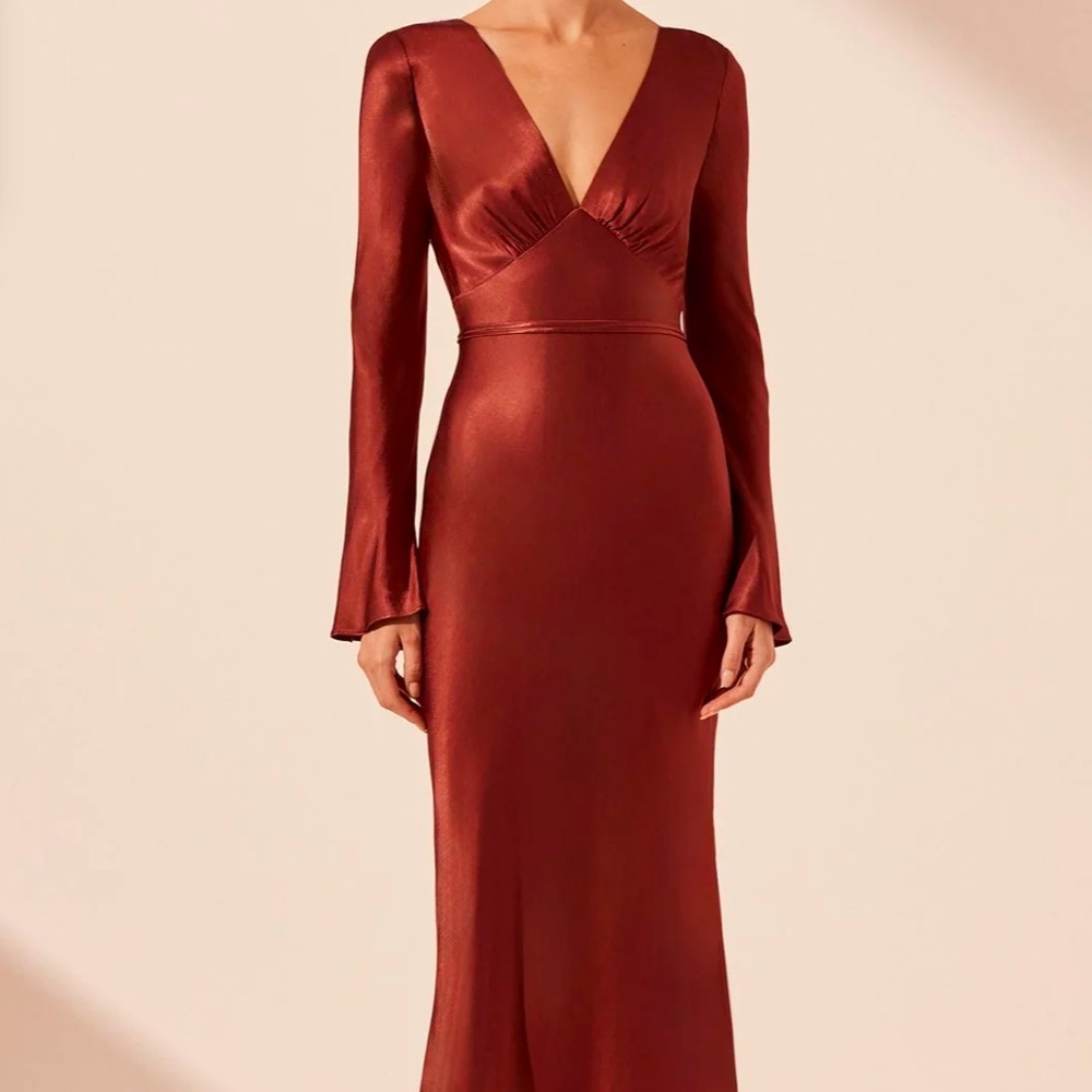 Lino Open Back Tie Maxi Dress - Mahogany, by Shona Joy. Holiday/Valentines Dress